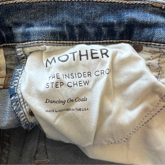 MOTHER Insider Crop Step Chew Denim Jeans High Rise Blue Distressed Size 26 - Picture 5 of 12